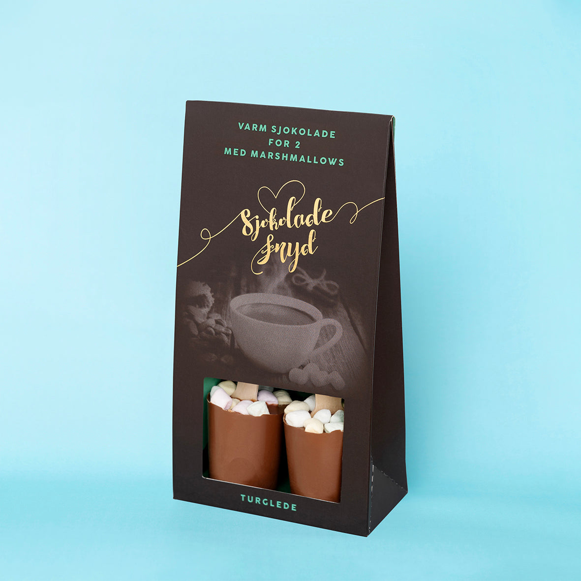 Varm sjokolade for to med marshmallows